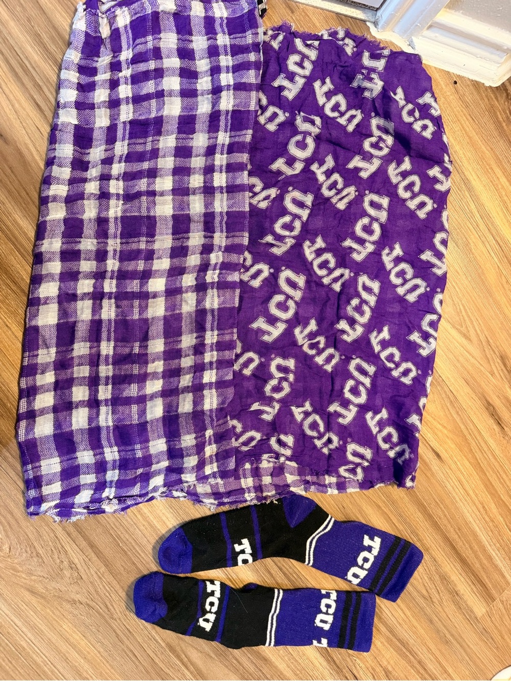 TCU scarf and crew socks